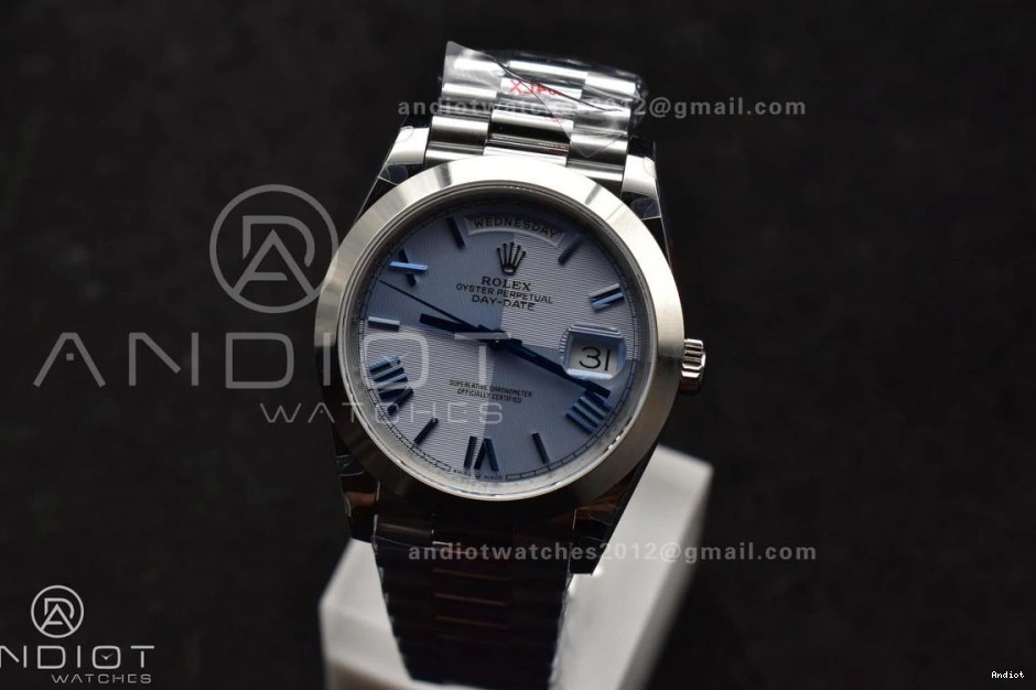 V4 DayDate Weighted Roman President Steel GMF 40 Tungsten Bracelet Markers Dial A3255 Blue 904L On 0415